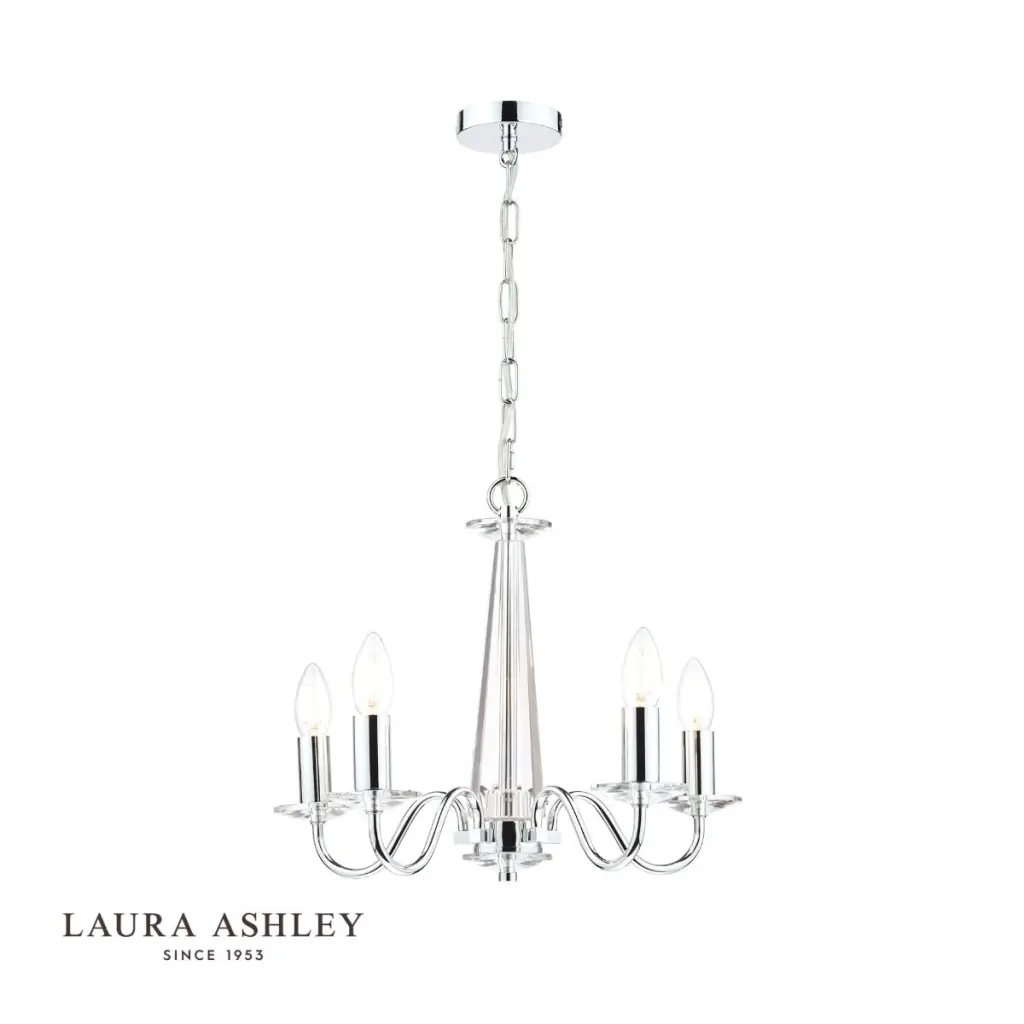 Blake 5 Light Chandelier Cut Glass & Polished Chrome