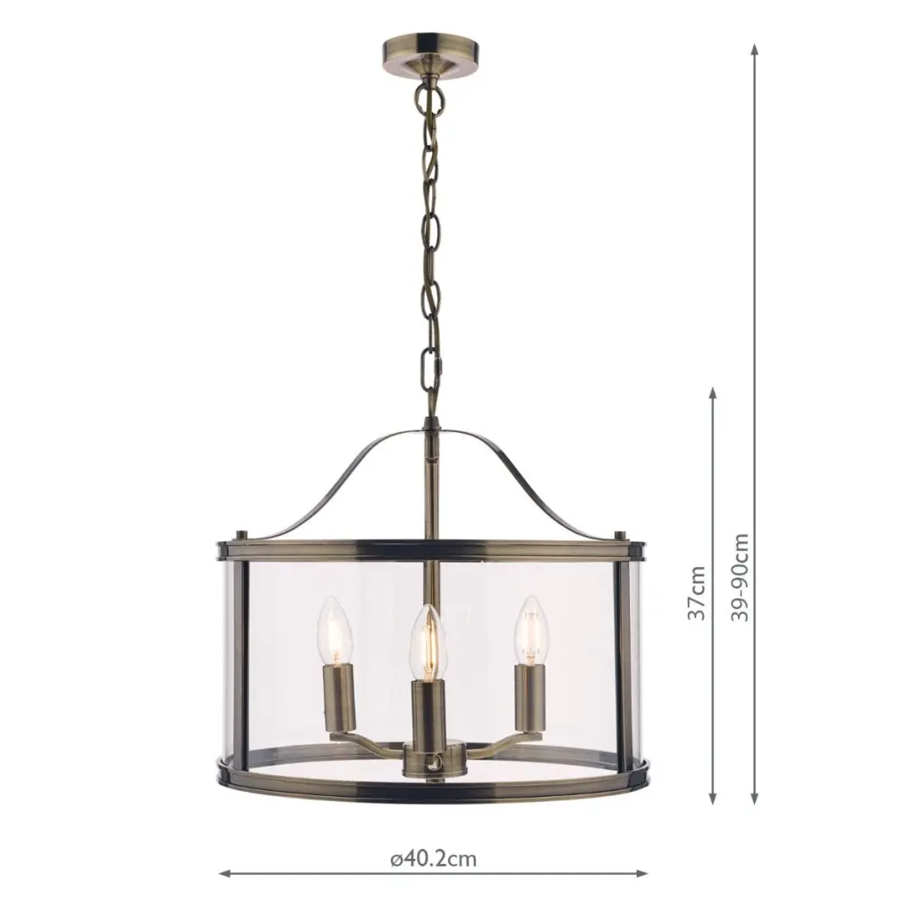 Harrington 3 Light Antique Brass Pendant