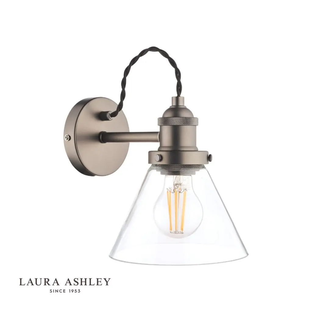 Isaac Industrial Nickel & Glass Wall Light