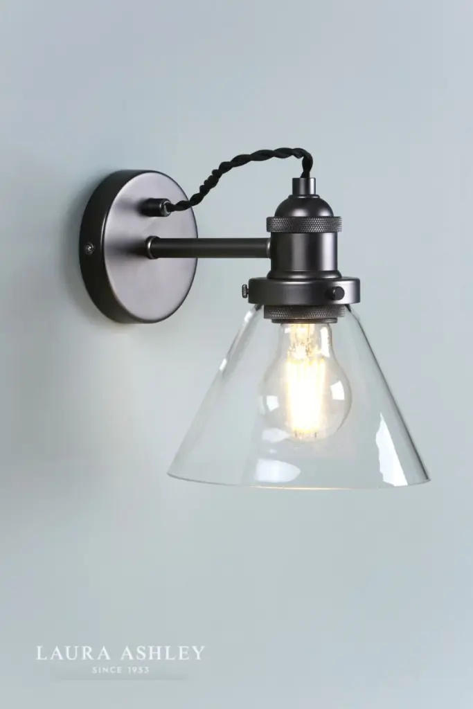 Isaac Industrial Nickel & Glass Wall Light