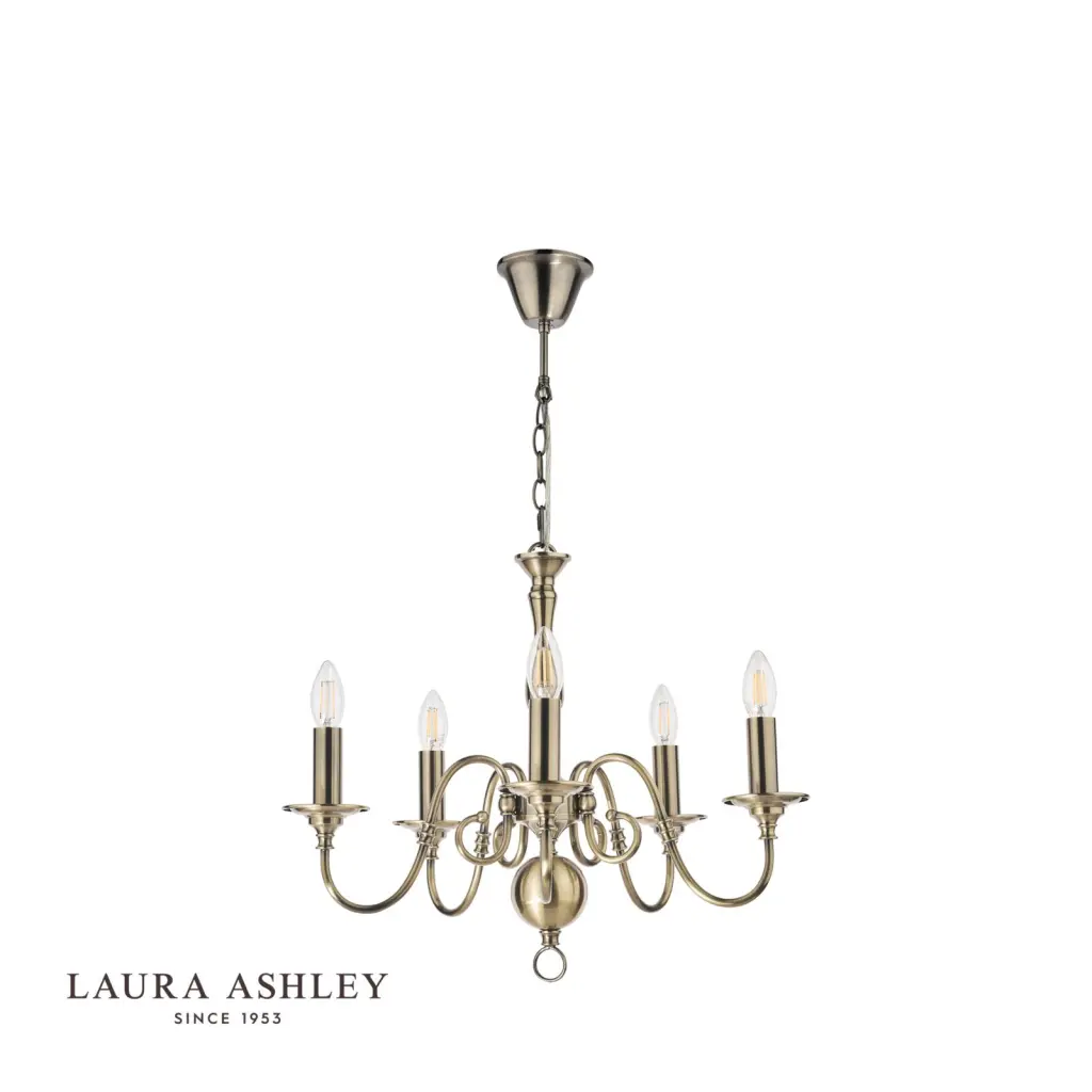 Winchester 5 Light Antique Brass Chandelier