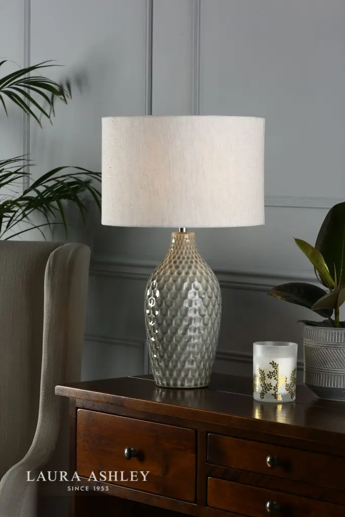 Heathfield Gloss Grey Table Lamp C/W Shade