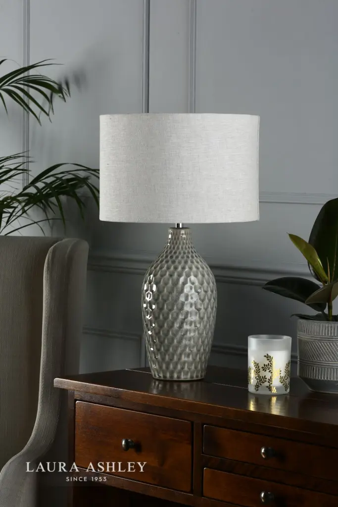 Heathfield Gloss Grey Table Lamp C/W Shade