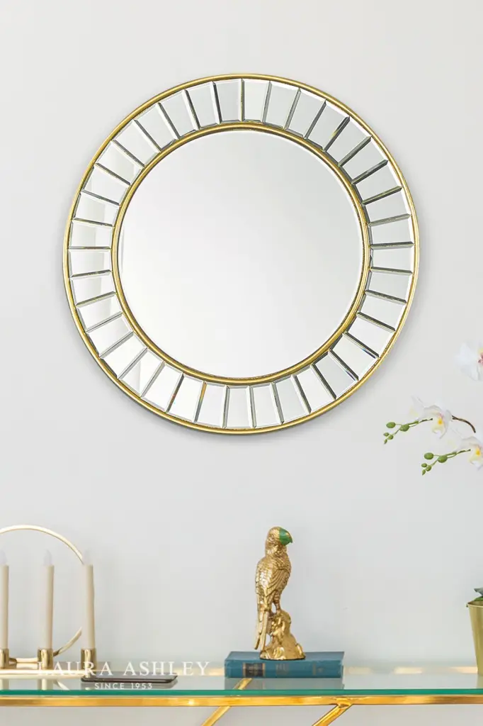 Clemence Small Round Mirror in Gold Leaf 50cm