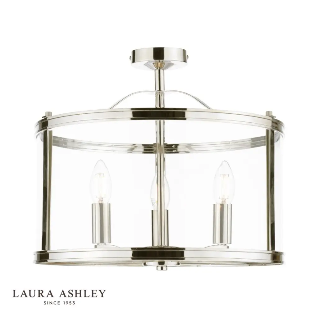 Harrington 3 Light Semi Flush in Polished Nickel