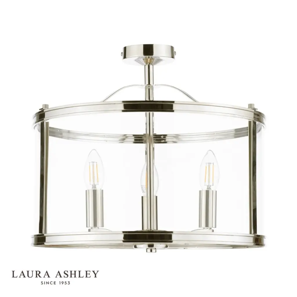 Harrington 3 Light Semi Flush in Polished Nickel