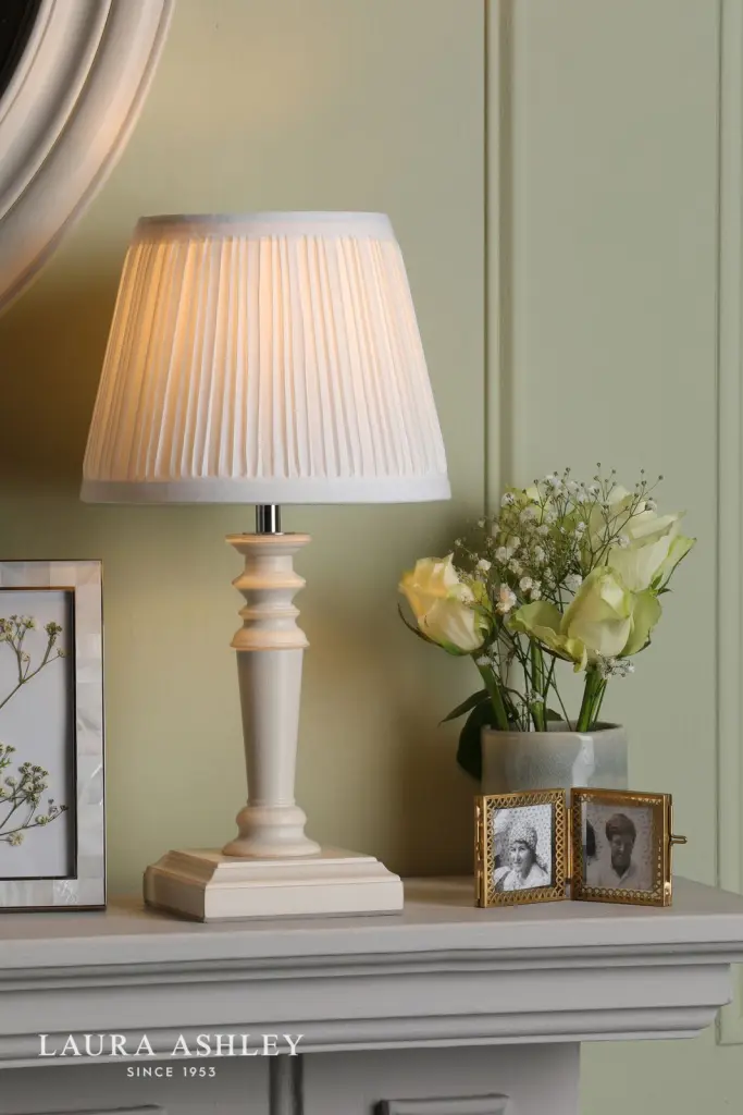 Tate Twin Pack Distressed Wood Table Lamp C/W Shade