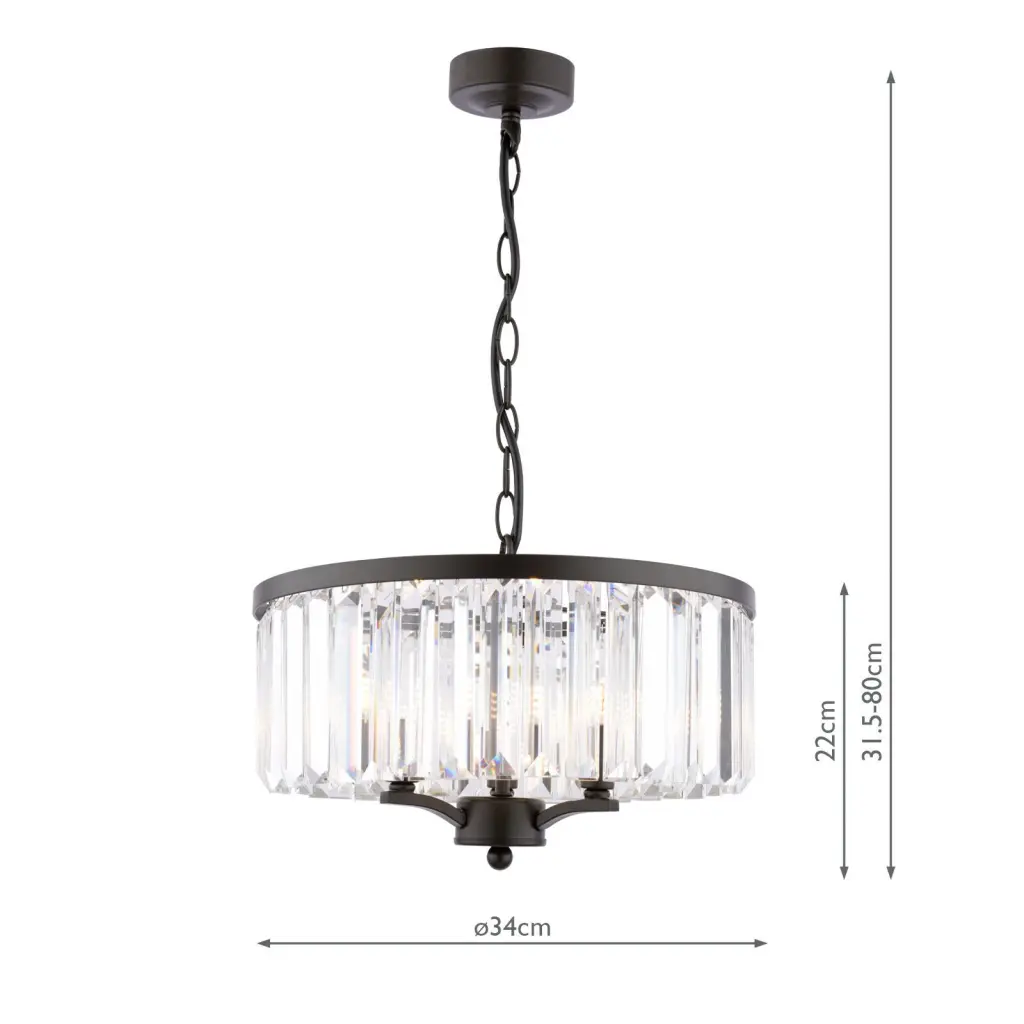 Elkwood 3 Light Pendant in Black