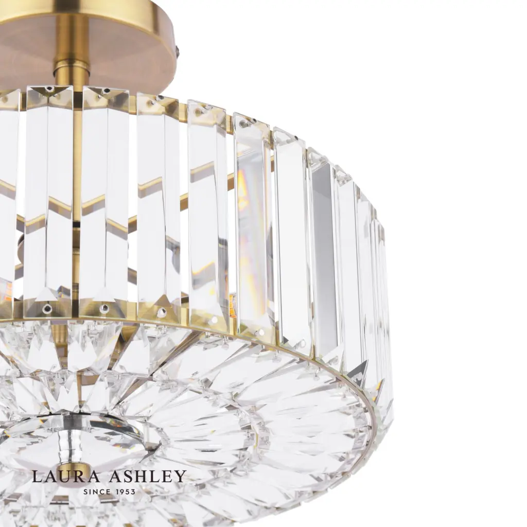 Fernhurst Antique Brass 3 Light Semi Flush Fitting
