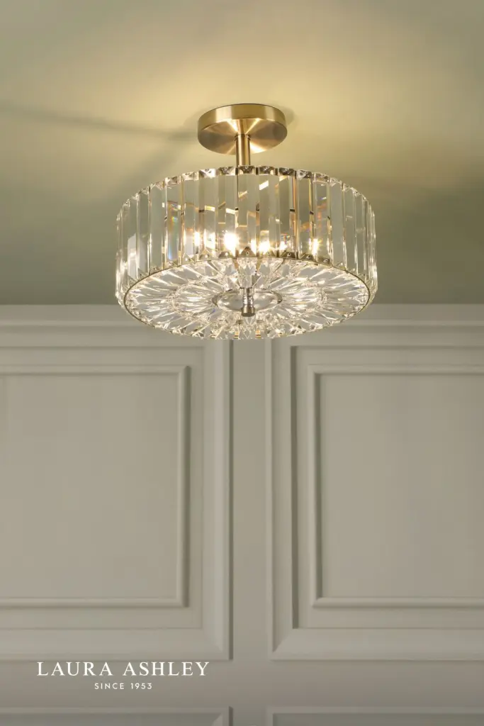 Fernhurst Antique Brass 3 Light Semi Flush Fitting