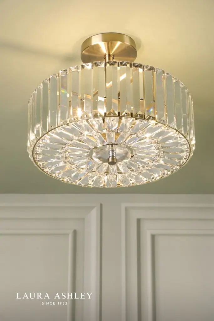 Fernhurst Antique Brass 3 Light Semi Flush Fitting