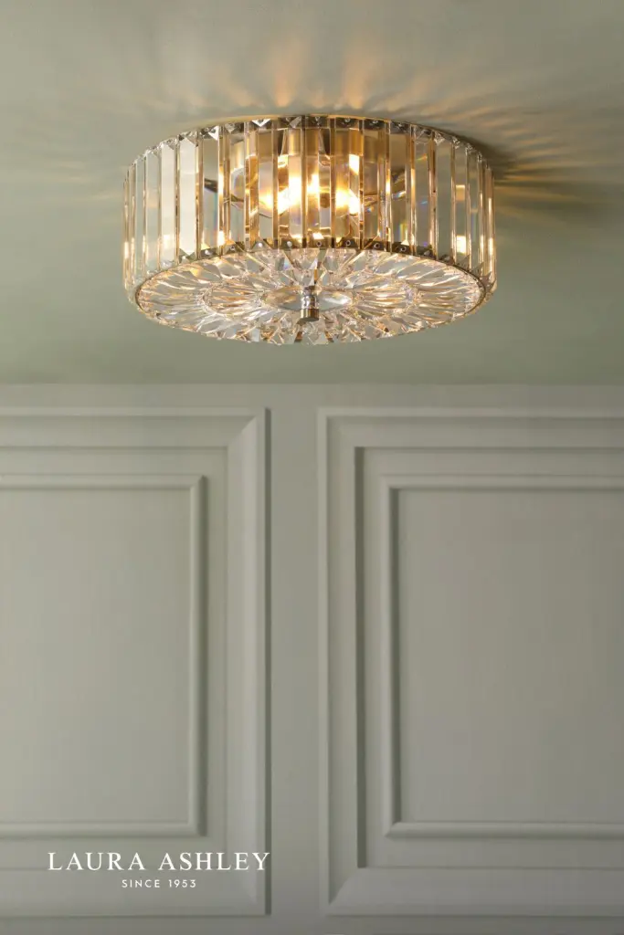 Fernhurst 3 Light Antique Brass & Crystal Flush Fitting