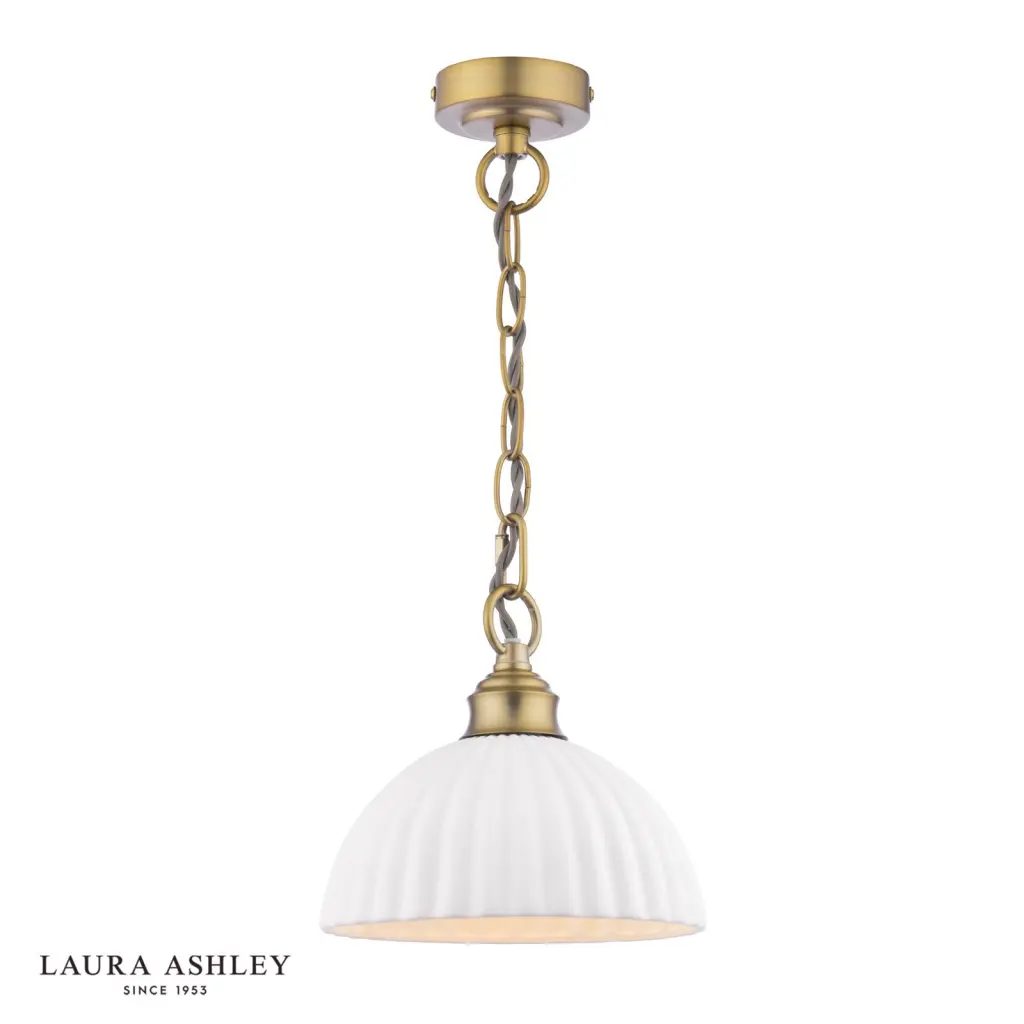 Durford Pendant in Matt Antique Brass and White Ceramic Shade