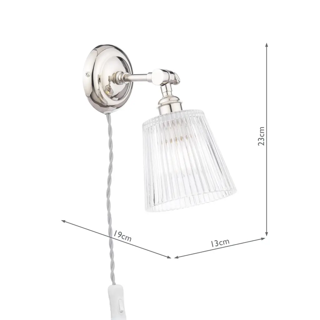 Callaghan Plugged Wall Light in Polished Nickel