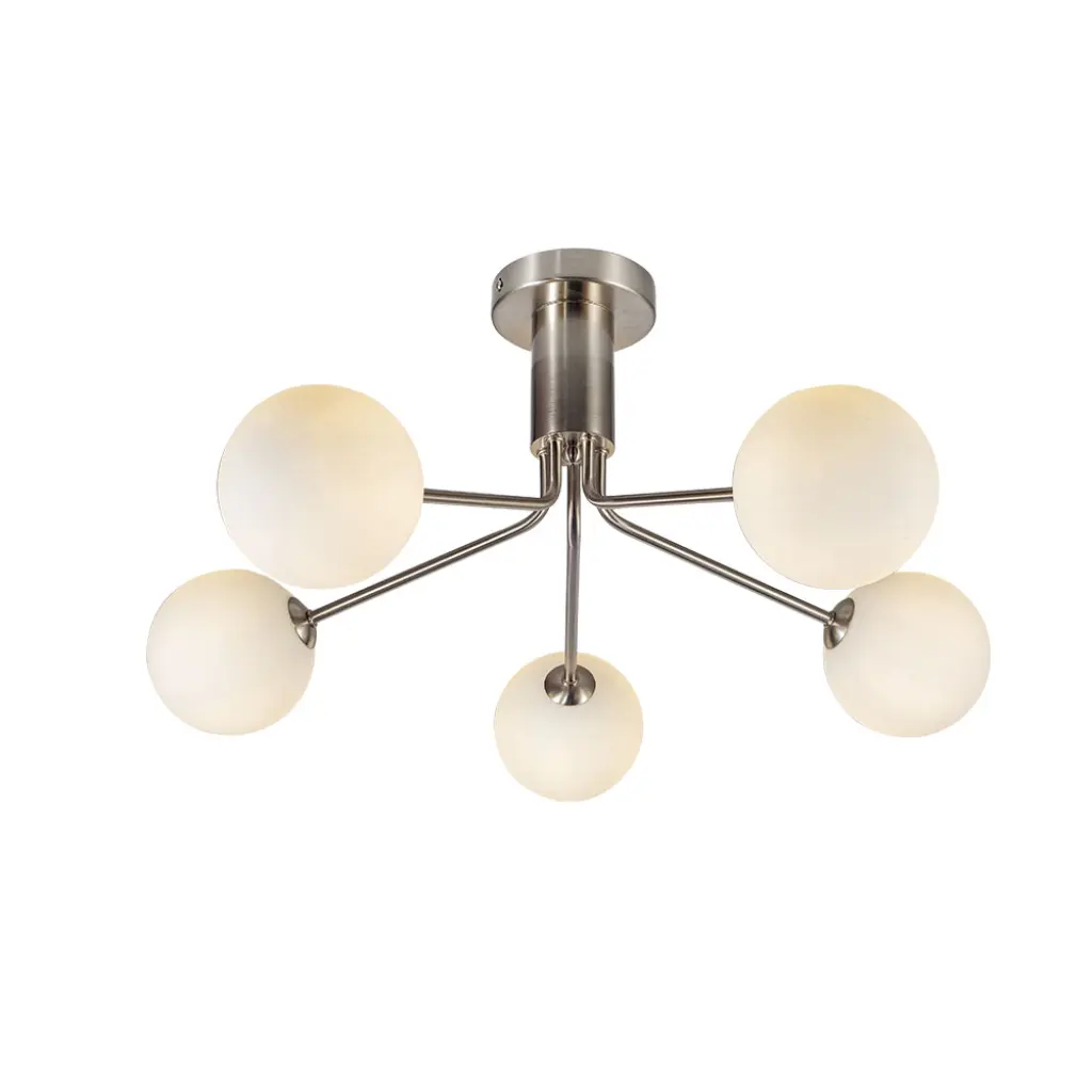Lando 5 Light Semi Flush Fitting in Satin Chrome