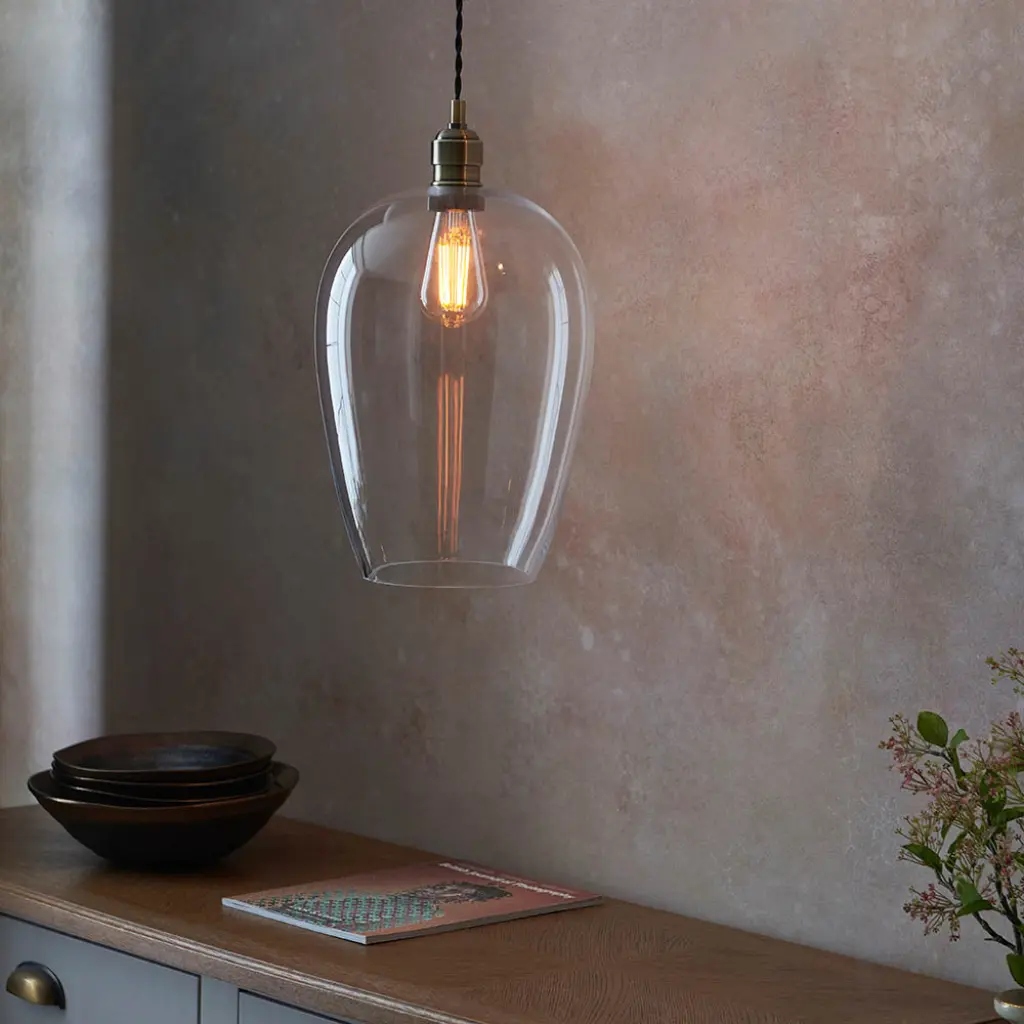 Molly Antique Brass Large Clear Glass Pendant