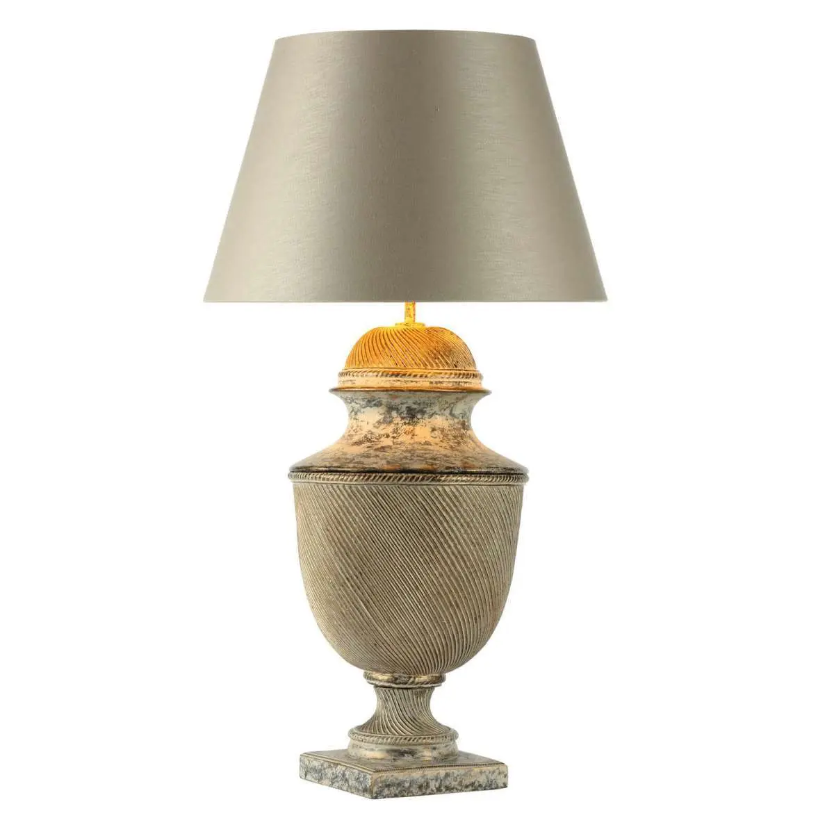 Lattice table lamp in cream / gold, base only