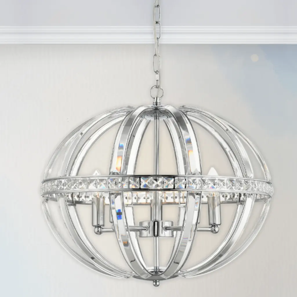 Laura 5 Light Oval Pendant Polished Chrome