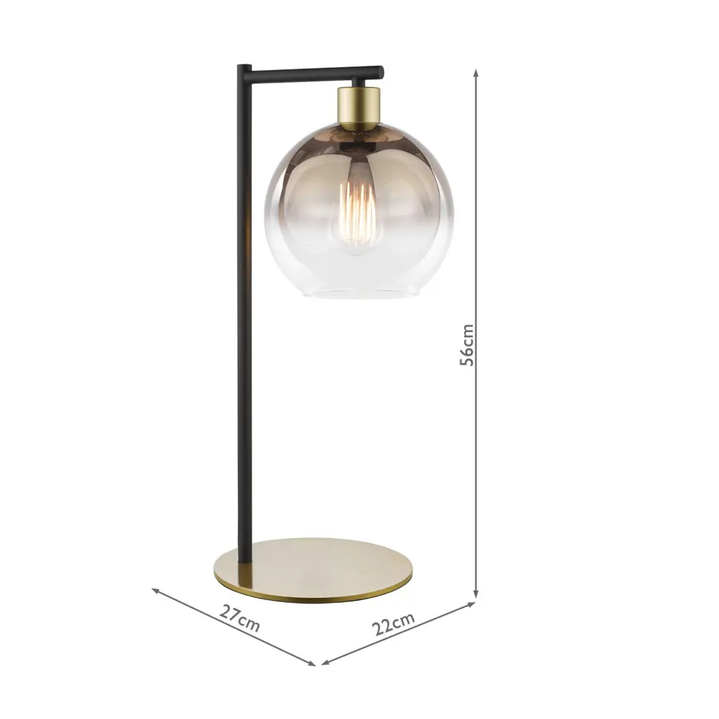 Lycia Satin Gold Table Lamp C/W Gold Ombre Glass