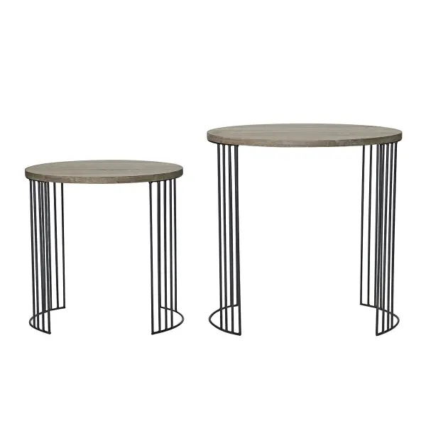 Drum Nest of 2 Oak Tables