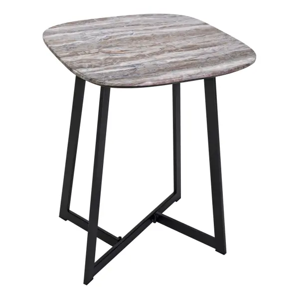 Brown Stone & Matt Black Side Table