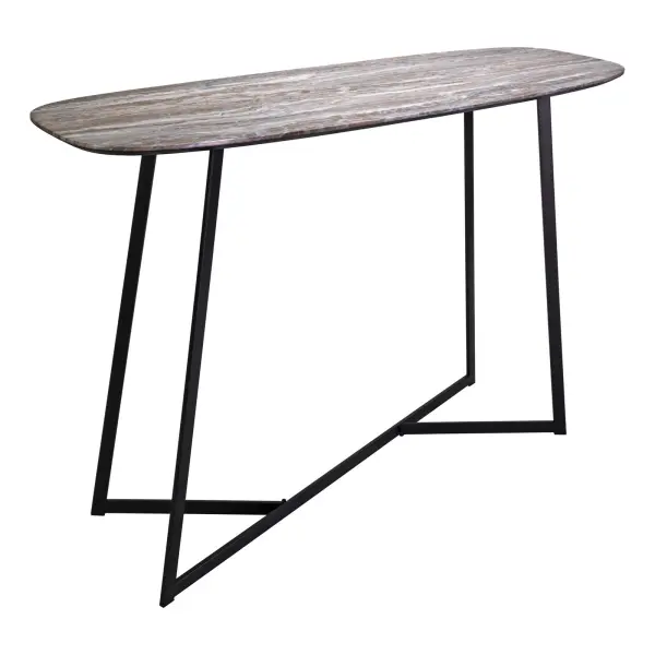 Brown Stone & Matt Black Console Table