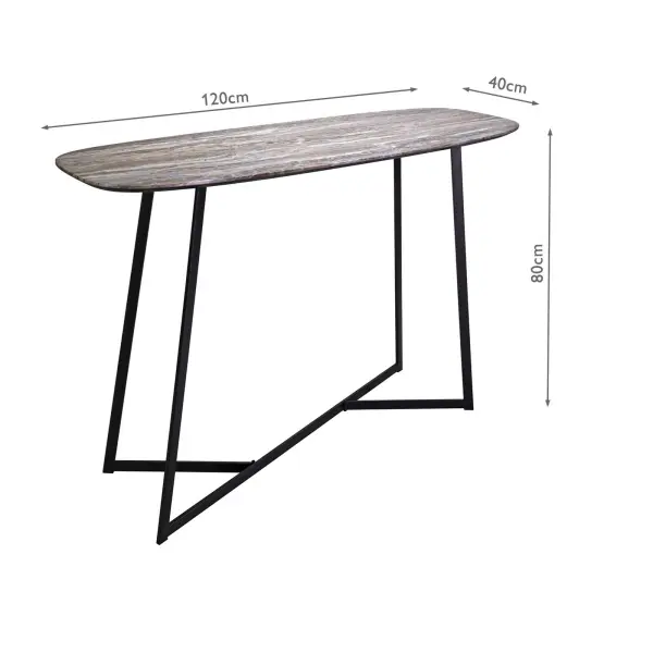 Brown Stone & Matt Black Console Table