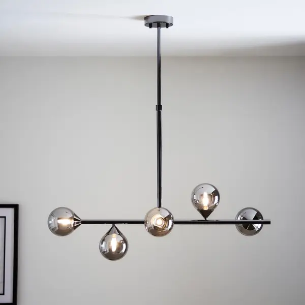 Eve Black Linear Pendant C/W Smoked Shades