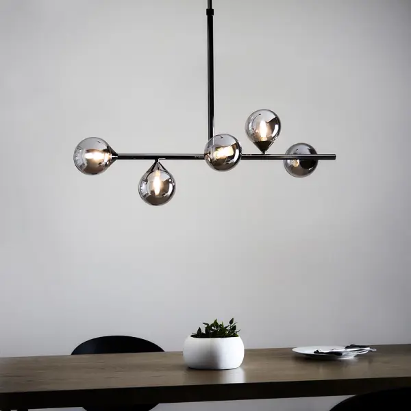 Eve Black Linear Pendant C/W Smoked Shades