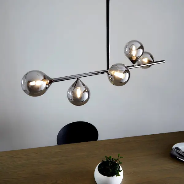 Eve Black Linear Pendant C/W Smoked Shades