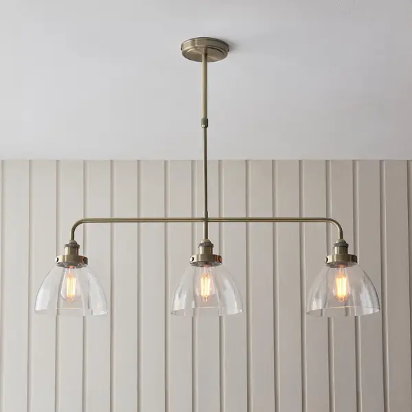 Hansen 3 Light Bar Linear Pendant in Antique Brass