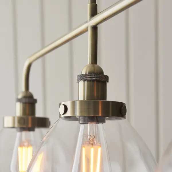 Hansen 3 Light Bar Linear Pendant in Antique Brass