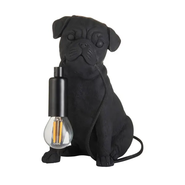 Pug Puppy Table Lamp in Black Finish