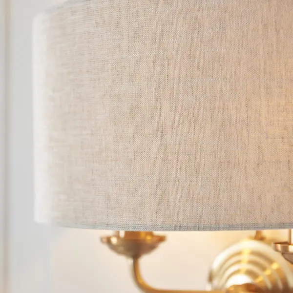 Highclere 2 Light Wall Light in Brass C/W Natural Shade