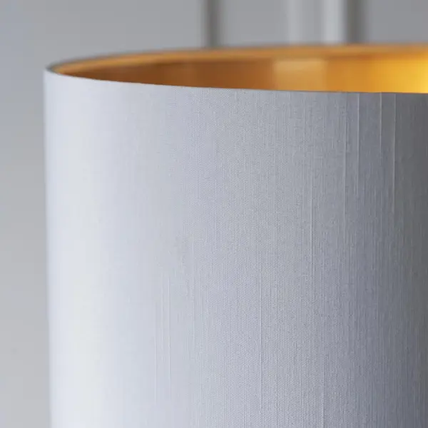 Highclere Single Floor Lamp in Antique Brass C/W White Shade & Gold Inner
