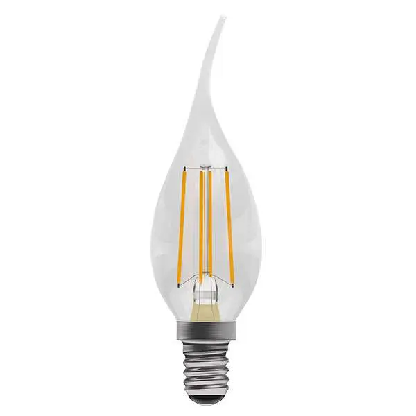 4W LED Filament Bent Tip Candle SES Clear 2700K