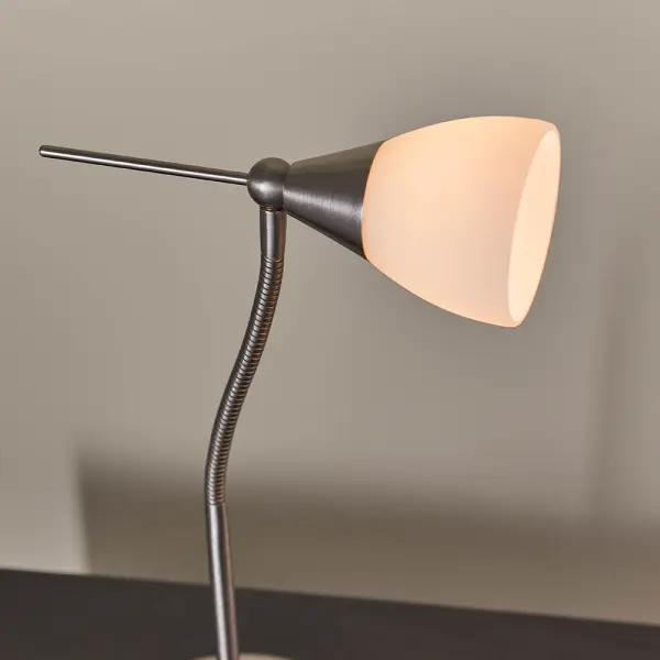 Satin Chrome Touch Lamp with Flexi Arm