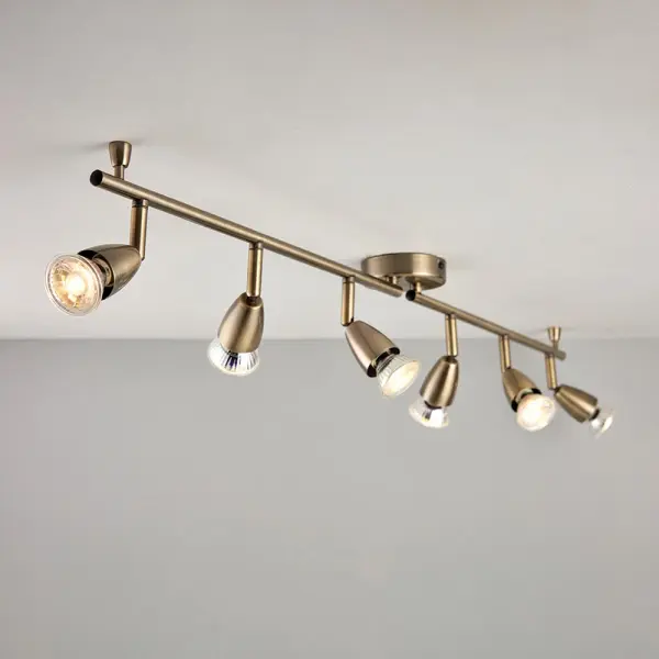 Amalfi 6 Light Spotlight Bar in Antique Brass