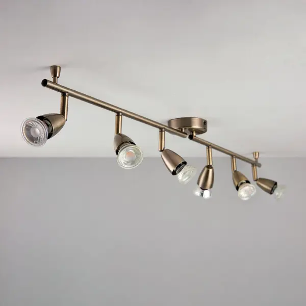 Amalfi 6 Light Spotlight Bar in Antique Brass