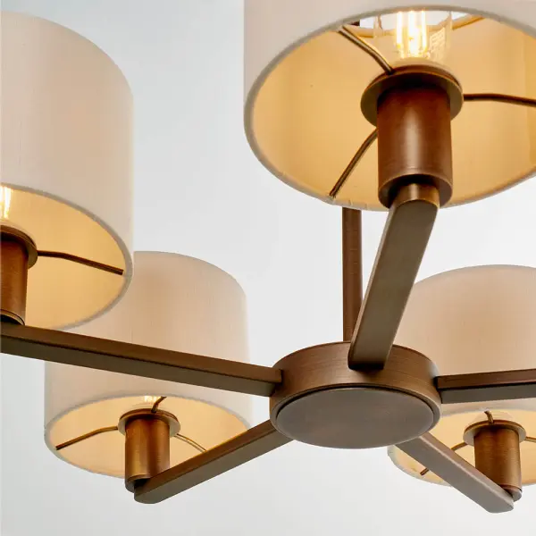 Daley 5 Light Multi Arm Pendant in Bronze C/W Marble Shades