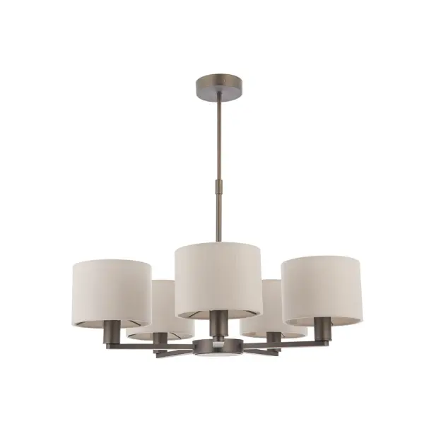 Daley 5 Light Multi Arm Pendant in Bronze C/W Marble Shades