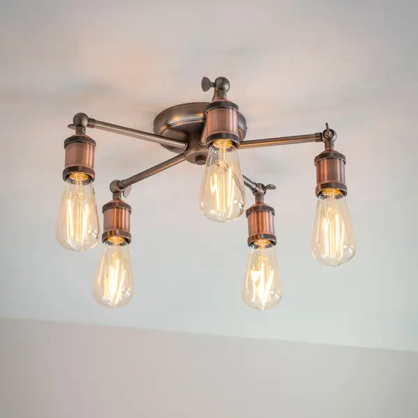 Hal 5 Light Semi Flush in an Aged Copper Finish