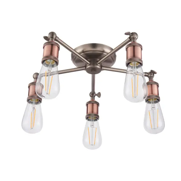Hal 5 Light Semi Flush in an Aged Copper Finish
