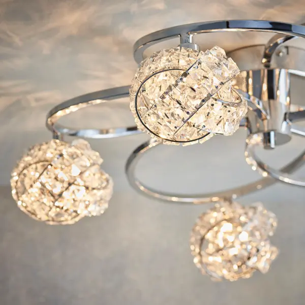 Talia Chrome & Crystal 5 Light Semi-Flush Fitting