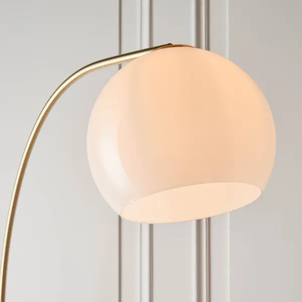 Otto Floor Lamp in Brushed Brass with Gloss Opal Glass