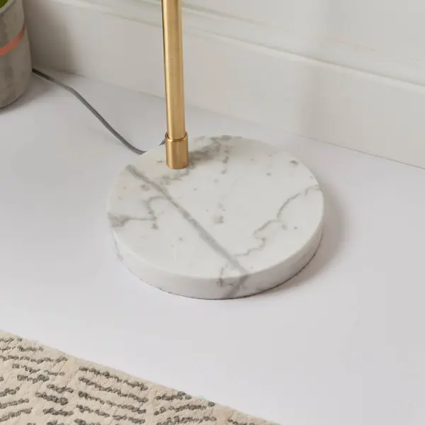 Otto Floor Lamp in Brushed Brass with Gloss Opal Glass