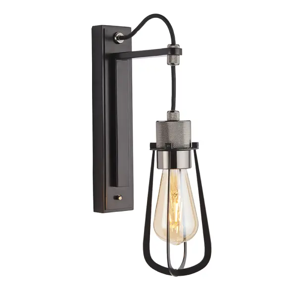 Industrial Black & Chrome Wall Light