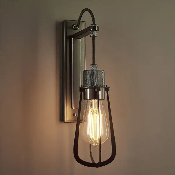 Industrial Black & Chrome Wall Light