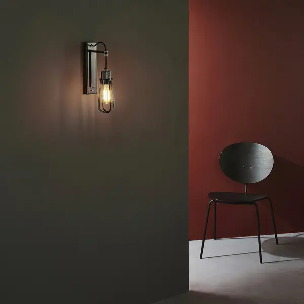 Industrial Black & Chrome Wall Light
