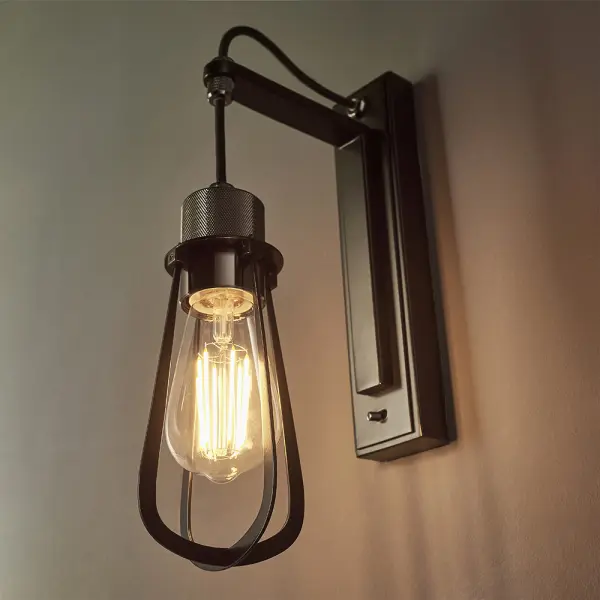 Industrial Black & Chrome Wall Light